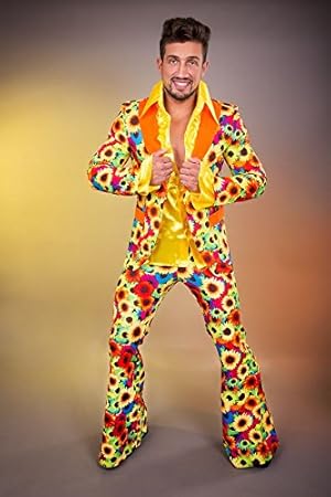 Marco Porta 70er Jahre Herrenanzug Flower Power Schlagerkostum Large Amazon De Spielzeug