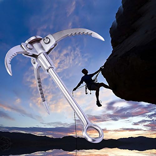 Grappling Hook, Multifunctional Stainless Steel and 3-Claw Survival Folding Grappling Hook Climbing Claw Outdoor Gravity Carabiner, SUS304 Spring Steel and Load 350KG