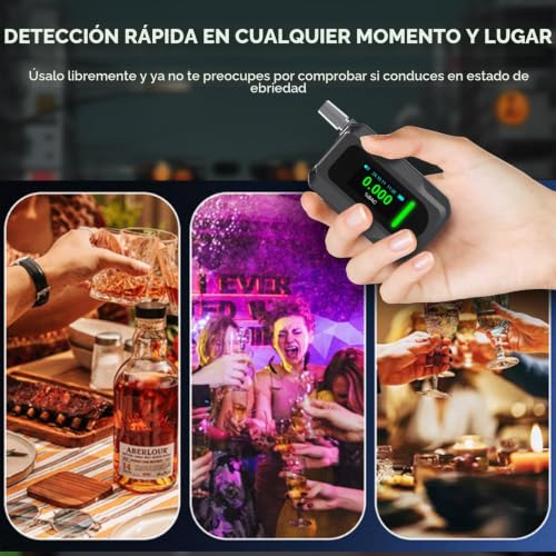 Homcoice Police Breathalyser with 10 Nozzles, Portable Approved Ethylometer with Electrochemical Sensor and USB Rechargeable, Professional Precision Alcoholemia Test for Home/Car Use