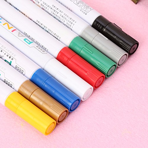 Ladaidra Waterproof Permanent Paint Marker Pen Tire Metal Outdoor Marking Oil-Ink Pens (Yellow)