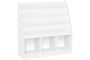RiverRidge Kids 4 shelves Three Cubbies Bookrack, White (02-251), 11.81"D x 35"W x 36"H