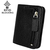 YALUXE Women's RFID Blocking Small Compact Leather Wallet Ladies Mini Purse with ID Window Black RFID
