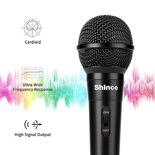 Shinco Handheld Mic, Dynamic Cardioid Microphone with 13ft Cable and ON/Off Switch, Ideally Suited for Speakers, Karaoke Singing Machine, Amp, Mixer