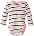 L'ovedbaby Unisex-Baby Newborn Organic Gl'oved-Sleeve Bodysuit, Coral Stripe, 3-6 Months