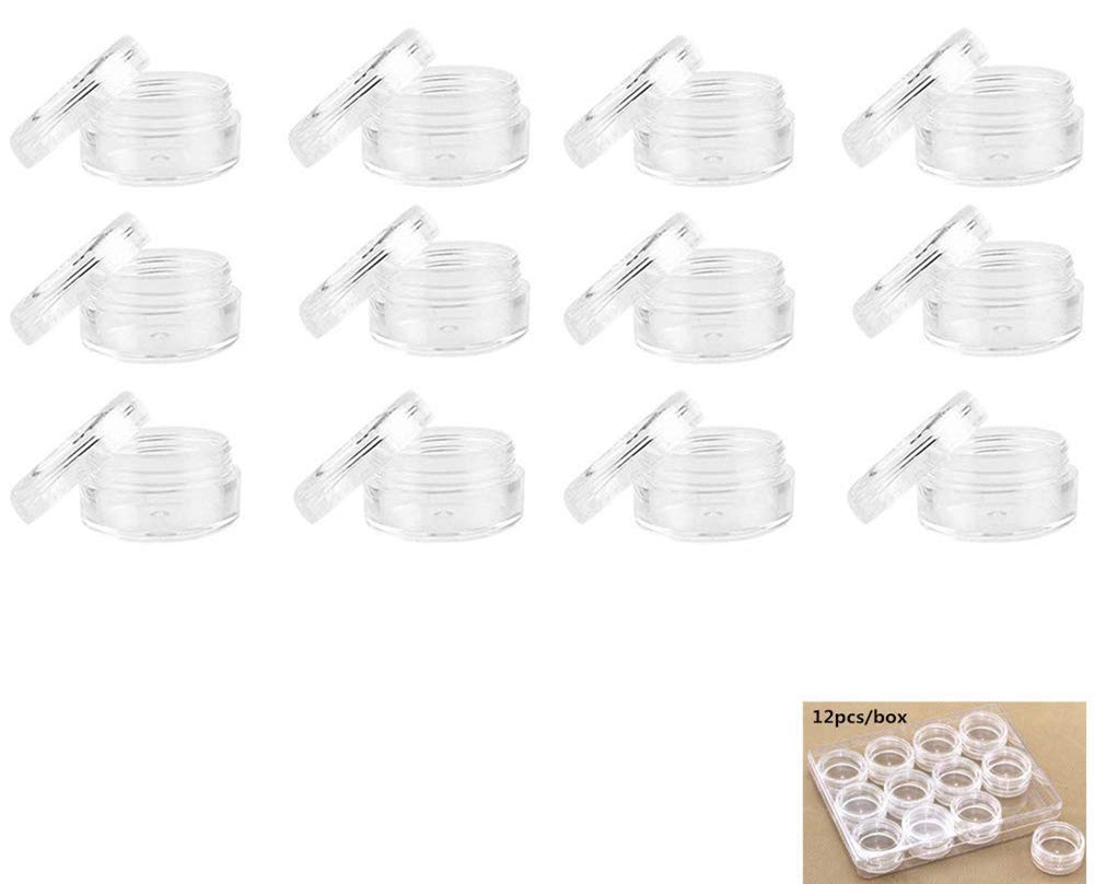 Plastic Pot Jars Round Clear Jars Cosmetic Containers for Make Up,Eye Shadow,Nails,Powder,Jewelry,12Pcs/Lot, 3g, 5gAvailable (5g)