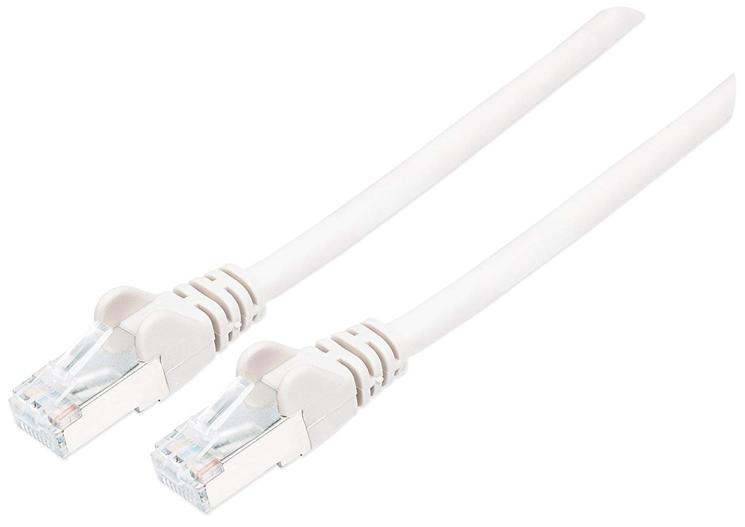 Intellinet Network Patch Cable, Cat7 Cable/Cat6A Plugs, 0.25m, White, Copper, S/FTP, LSOH / LSZH, PVC, RJ45, Gold Plated Contacts, Snagless, Booted, Polybag