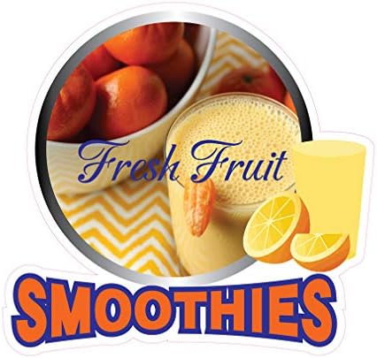 Die-Cut Sticker Multiple Sizes Fresh Fruit Smoothies Style D Restaurant & Food Fresh Fruit Smoothies Indoor Decal Concession Sign Orange - 24in Longest Side
