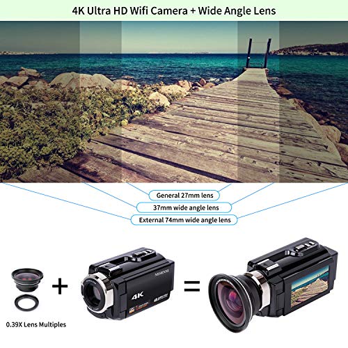 Video Camera 4K Camcorder NESENNI Ultra HD WiFi Digital Camera 48MP Touch Screen 16X Digital Zoom Recorder IR Night Vision Microphone,Wide Angle Lens,LED Video Light,2 Batteries,Shoulder Bag - Thumbnail 5