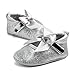 Elaco Infant Baby Girls Moccasins Anti-Slip Soft Sole Princess Shoes (12~18 Month, Silver)