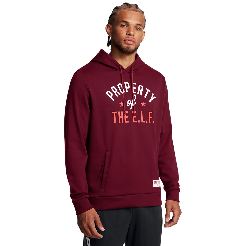 Under Armour Men’s Project Rock Red One E.L.F. Hoodie, (625) Cardinal / / White, Small