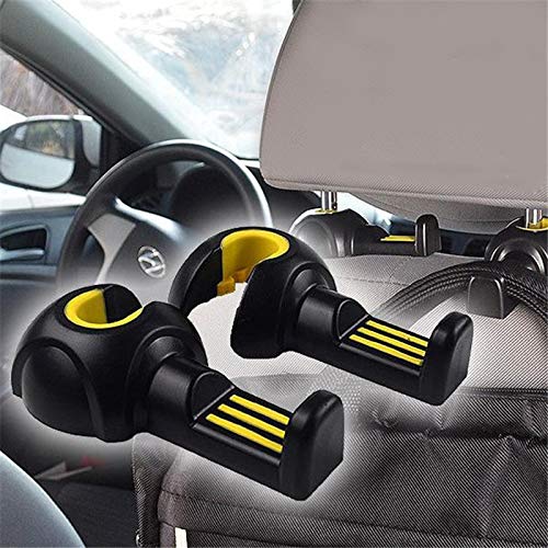 Fastener & Clip 2pcs Car Backrest Hook Vehicle Headrest Seat Back Hanger Holder Hook Universal Mount Storage Internal Closure On Car Accessories - (Color Name: Black Yellow) - Thumbnail 2