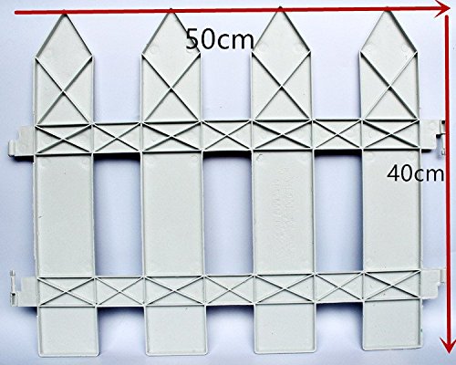 Guozi Garden Plastic Fence Pickets Indoor Outdoor Protective Guard Edging Decor White Border Fence (19.6 x 15.7 inches)