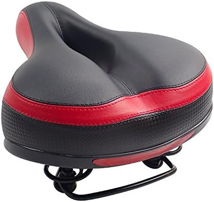 Bike Seat,ATIVI Comfortable Leather Wide Mountain Road Bike Seat Bicycle Saddle Cushion with Waterproof Safety Reflective Strip for Men and Women