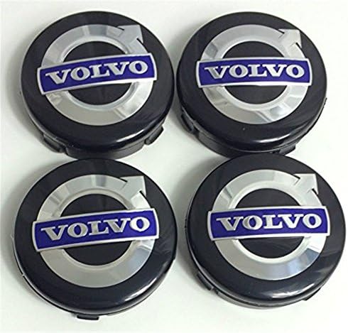 4 x Volvo Alloy Wheels Centre Hub Caps 64 mm Black/Blue C70 S60 V60 V70 S80 XC90 (64 mm)
