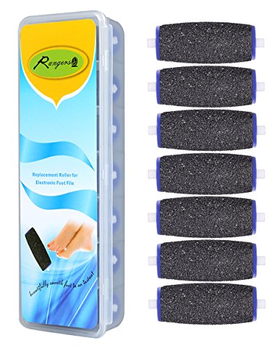 Pedi Roller Replacement Heads (Pack of 7) compatible with Amop&eacute; Electronic Foot File-Professional Grade Pedicure Refills-Coarse for Rough Skin-Best Sole Skin Exfoliation.