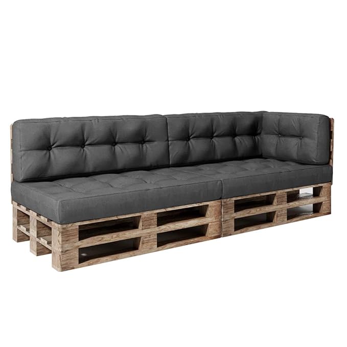 Vicco Palettenkissen Sitzkissen + Rückenkissen + Seitenkissen 15cm hoch Palettenmöbel (5er Set, Anthrazit)