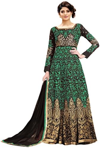 Siddeshwary Fab Women's Taffeta Silk Anarkali Gown (Free Size_Semi Stitched)