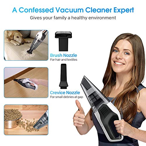 HOLIFE Handheld Vacuum Cordless, Car Vacuum Cleaner 4KPA Lightweight Hand Vac with 2200mAh Rechargeable with HEPA Filter Vacuum