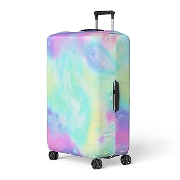 pink holographic suitcase