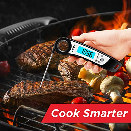 Kizen Instant Read Meat Thermometer - Waterproof Ambidextrous Thermometer with Backlight & Calibration. Digital Food Thermometer for Kitchen, Outdoor Cooking, BBQ, and Grill! - Thumbnail 3