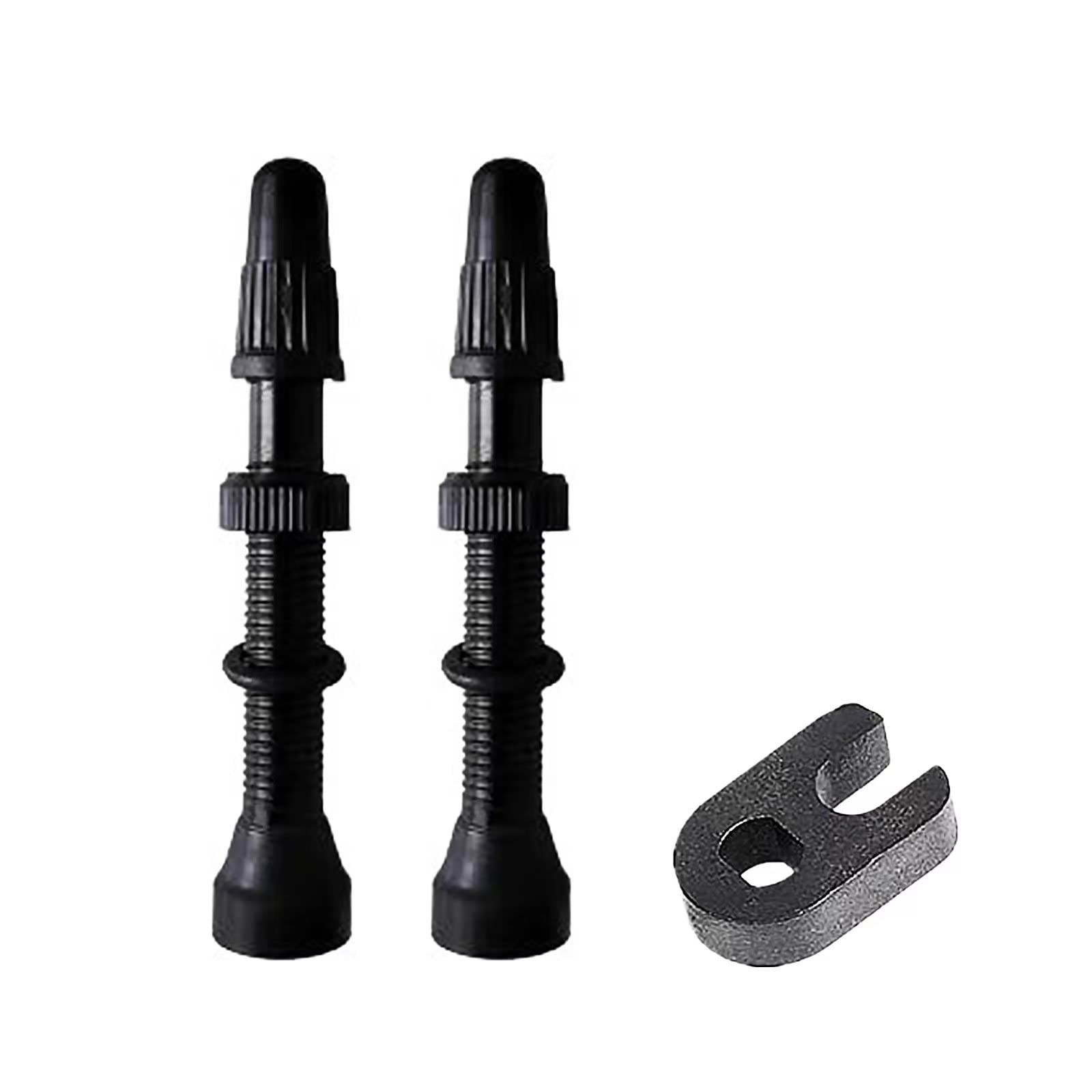 2 Pcs Black Tubeless Presta Valve Stem, Durable Super Light Alloy Presta Valve Stem Kit with Valve Core Remover Tool and Valve Stem for Bicycles and Road Bikes Bike Accessories(40mm)