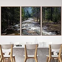 3 Piece Framed Canvas Wall Art Forest Waterfalls Canvas Prints Home Artwork Decoration for Living Room,Bedroom - 16