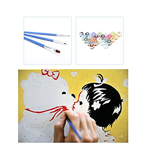 DIY Oli Painting Paint By Number Kit With Brush for Adults Beginner, Funny Cat Flute 16¡Á20 Inch - Thumbnail 2