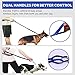 Hands Free Dog Leash for Running Walking Training Hiking, Dual-Handle Reflective Bungee, Poop Bag Dispenser Pouch, Adjustable Waist Belt, Shock Absorbing, Ideal for Medium to Large Dogs (Black W Blue)