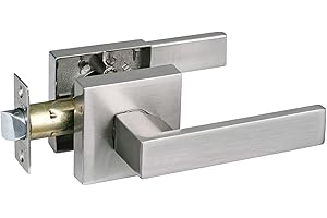 NEWBANG Hall/Closet Lever Handle Lock Satin Nickel Finish-Heavy Duty Door Lock Handle in Silver for Passage Door