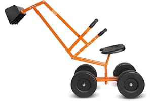 Costzon Kids Ride on Digger, Heavy Duty Steel Digging Scooper Excavator Crane with 360° Rotating Seat, 4 Thickened Wheels, Outdoor Beach Sandbox Toy for Sand, Dirt, Snow, Sit on Digger for Boys Girls