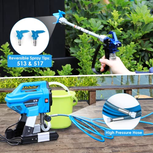 RichYa Airless Paint Sprayer, High Power 650W, 513 and 517 Tips, 10