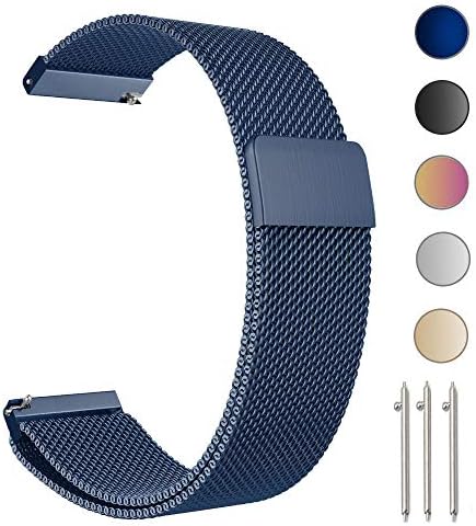 ZGS 18mm Smartwatch Band Replacement Strap Men & Women Milanese Loop Magnetic Clasp Mesh Stainless Steel Metal Bracelet Quick Release Watch Band (Navy Blue)