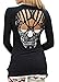 KOINECO Long Sleeve Open Front Back Cut Out Skull Cardigan Tops with Pockets