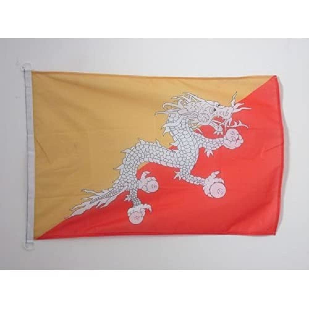 AZ FLAG - Bhutan Nautical Flag - 18'' x 12'' - For Outdoor and Boat - Bhutanese Banner Knitted Polyester with Two Plastic Rings - Vivid Colors - 12x18 in - 45x30 Cm — image 1
