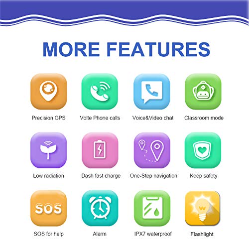 4G Smart Watch for Kids - WiFi GPS Tracker Kids Smartwatch Phone Waterproof Touch Screen Digital Wrist Watch with Call Voice Video Chat Pedometer Fitness Tracker Alarm Clock for Boys Girls (Blue)