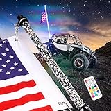 LED Whip Lights, OFFROADTOWN 4FT RF Remote Controlled LED RGB Whip Lights 360° Twisted Antenna Light With Dancing/Chasing Light For Off- Road ATV UTV RZR Jeep Trucks Dune 4 Wheeler