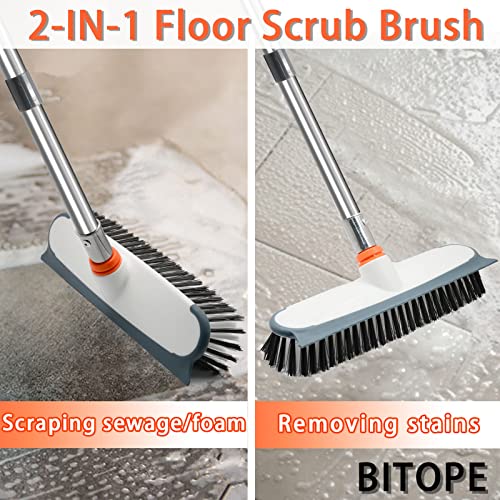 Heavy Duty Floor Scrub Brush with Long Handle,BITOPE 12\