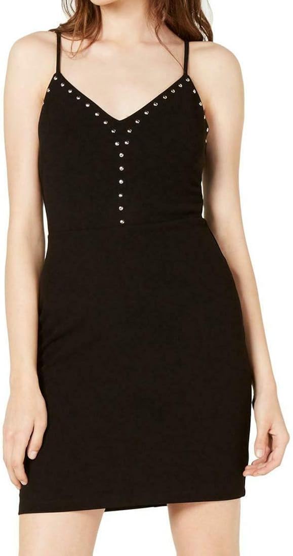 City Studio Womens Juniors Studded Bodycon Party Dress Black US 1 CITY