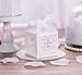 KAZIPA 50PCS Baptism Favor Boxes, 2.2''x2.2''x2.2''Laser Cut Favor Boxes with 50 Ribbons for Baby Shower Favors Baptism Decorations First Communion Party (White)