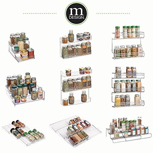 mDesign Adjustable, Expandable Kitchen Cabinet, Pantry, Shelf Organizer/Spice Rack - 3 Level Storage - Up to 25" Wide, Pack of 2, Silver Finish - Thumbnail 4