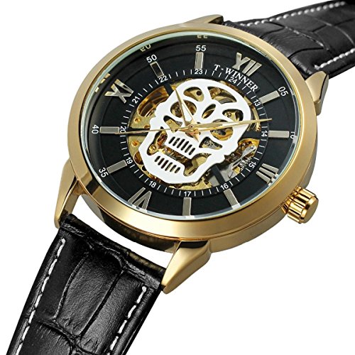 Buy Mens Big Dial Automatic Business Dress 3D Skull Skeleton Wrist