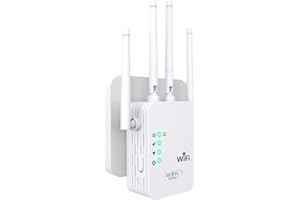 WiFi Extender, WiFi Extender Signal Booster with 4 Antennas, 2.4GHz 300Mbps Repeater with 2 Ethernet Ports, Easy Setup, Long 