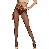 Mila Marutti Sheer Tights for Women - Pantyhose Stockings with Lace Top