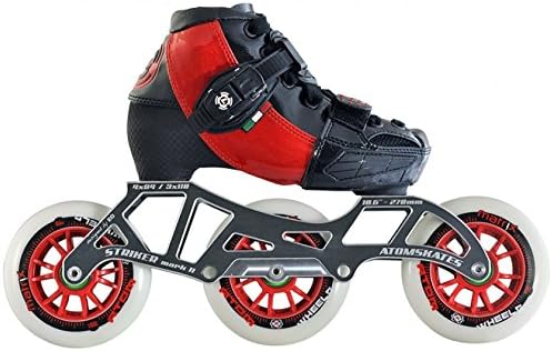 Luigino Atom Kid's Adjustable Challenge 3-Wheel or 4-Wheel Inline Speed Skate Package with Striker Frame, Atom Matrix Wheels- 3x110 Red Small (13J-2)