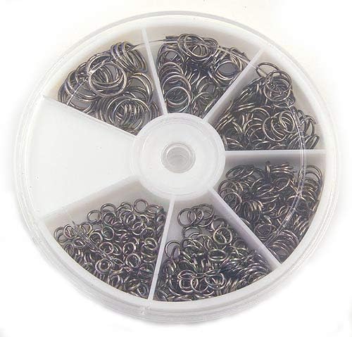 T.L.W Small Box of Assorted Black Plated Jump Rings 4 5 6 7 8 10mm