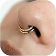 JALZEMPL Gold Nose Rings Hoops 316L Surgical Steel Flower Nose Ring Silver Septum Rings 16g Clicker Daith Hinged Piercing Jewelry Gifts 1.2 * 8mm
