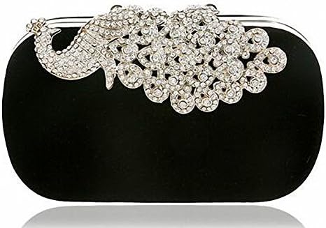 Diamonds Peacock Mini Clutch With Chain Shoulder Lady Handbags Velvet Women Evening Cluthes Bag For Party Wedding Dinner YM1009black