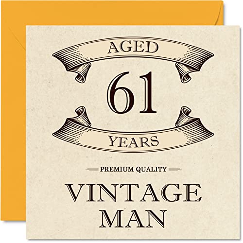 Vintage 61st Birthday Cards for Men, Aged 61 Years
