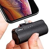 iWALK Portable Battery Charger with Built in Cable, 3300mAh Ultra Compact Mini Power Bank Compatible with iPhone 11 Pro Xs XR X 8 Plus 7 6 Pus,Black (No Lighting Cables)