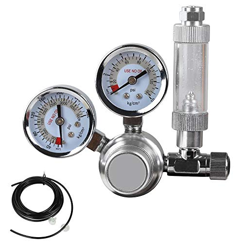 CO2 Regulator for Aquarium CO2 Decompression Table Dual Pressure Gauge Bubble Counter and Solenoid Valve Included Premium 3FT Tube & 2 Suction Cup (Renewed)